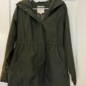 A New Day Olive Green Women's Hooded Rain Jacket size SM